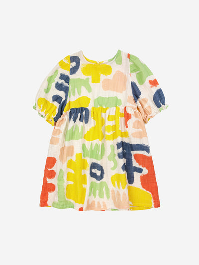 Bobo Choses Carnival all over puffed sleeved woven dress