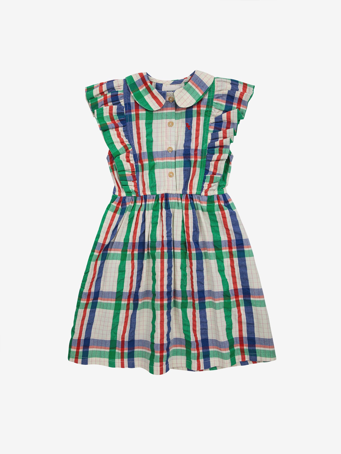 Bobo Choses Madras check ruffle woven dress