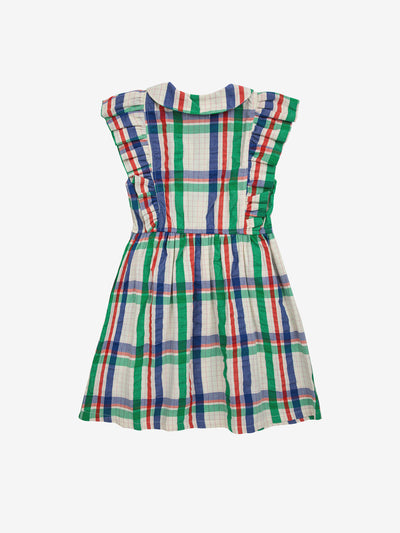 Bobo Choses Madras check ruffle woven dress