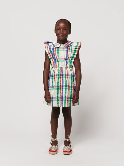 Bobo Choses Madras check ruffle woven dress