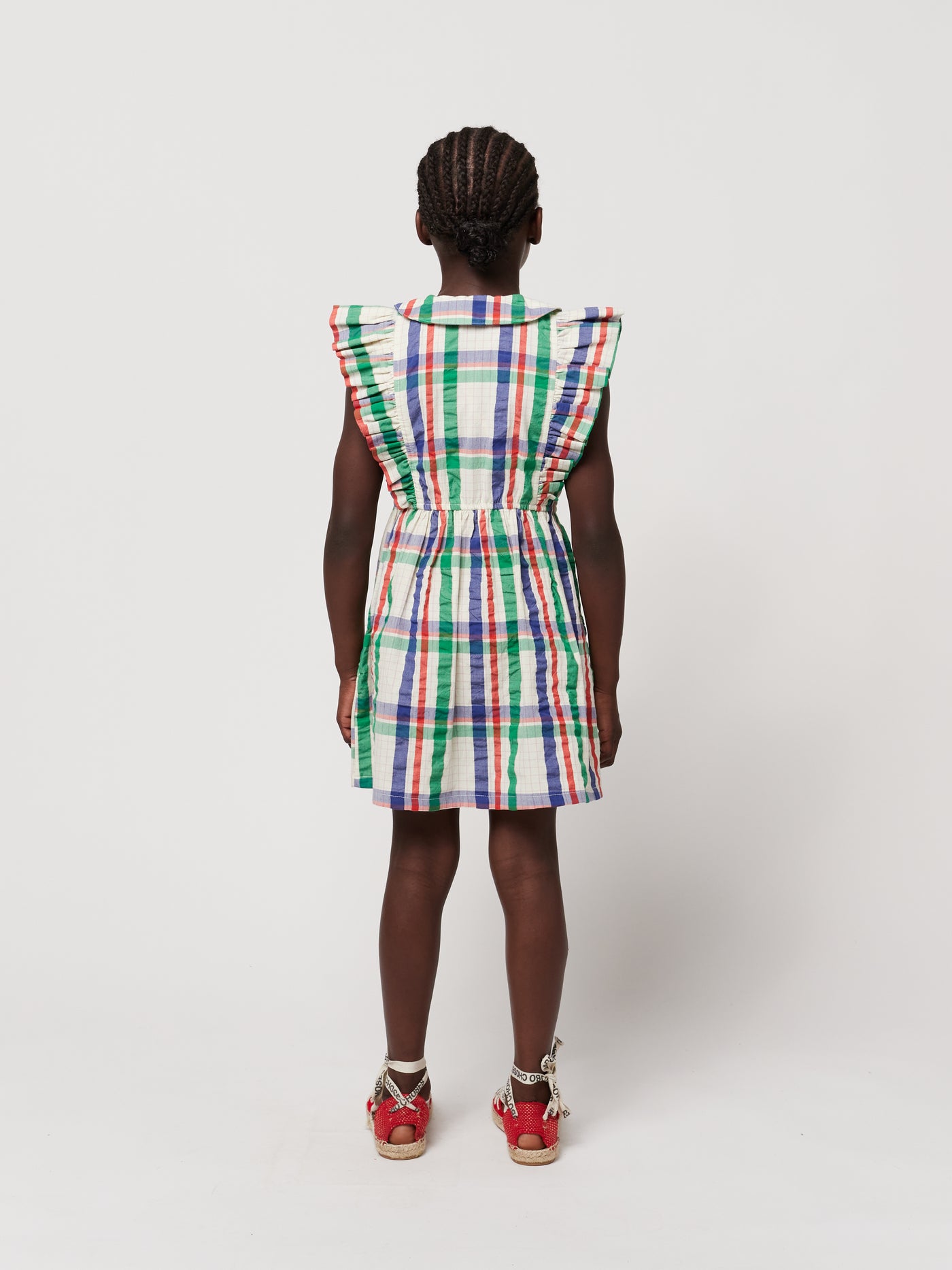 Bobo Choses Madras check ruffle woven dress