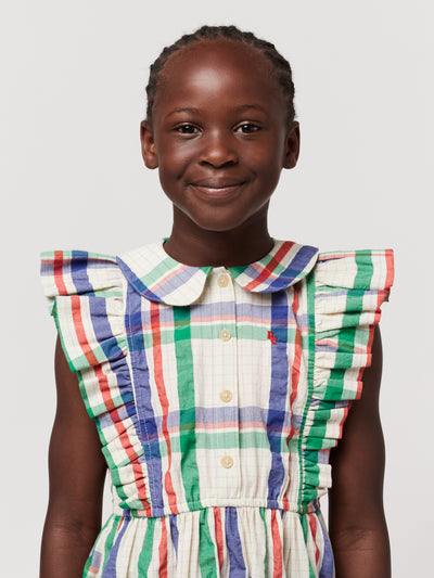 Bobo Choses Madras check ruffle woven dress