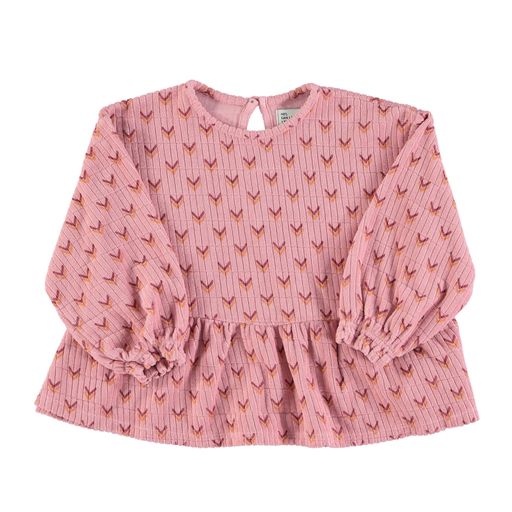 Piupiuchick curly cotton blouse | rose with multicolored arrows