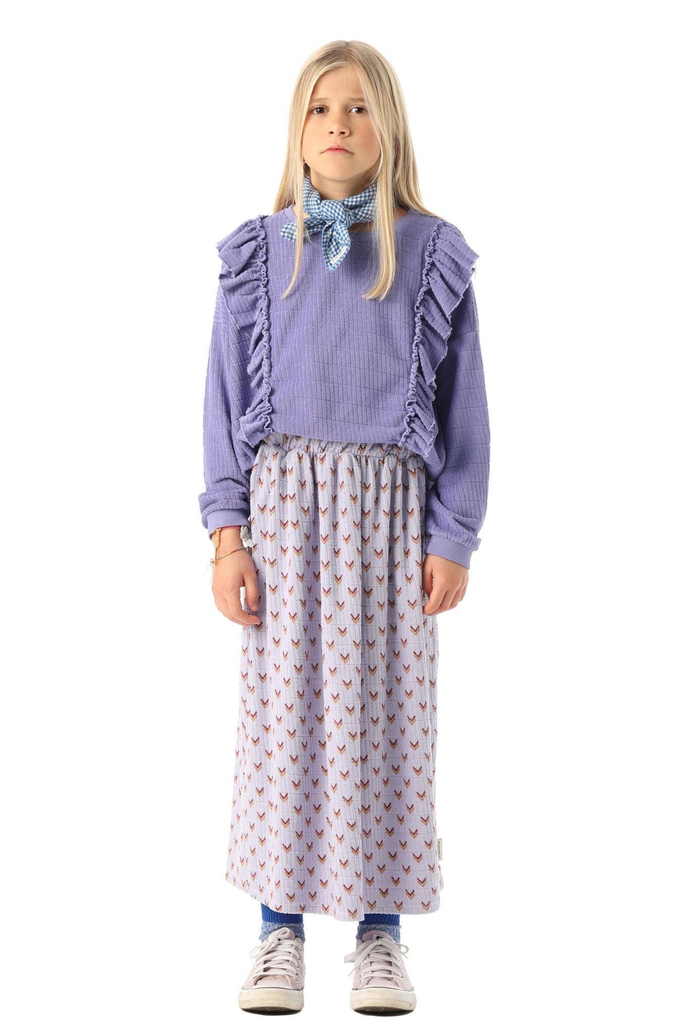 Piupiuchick falda larga de rizo de algodón | lila con flechas multicolores