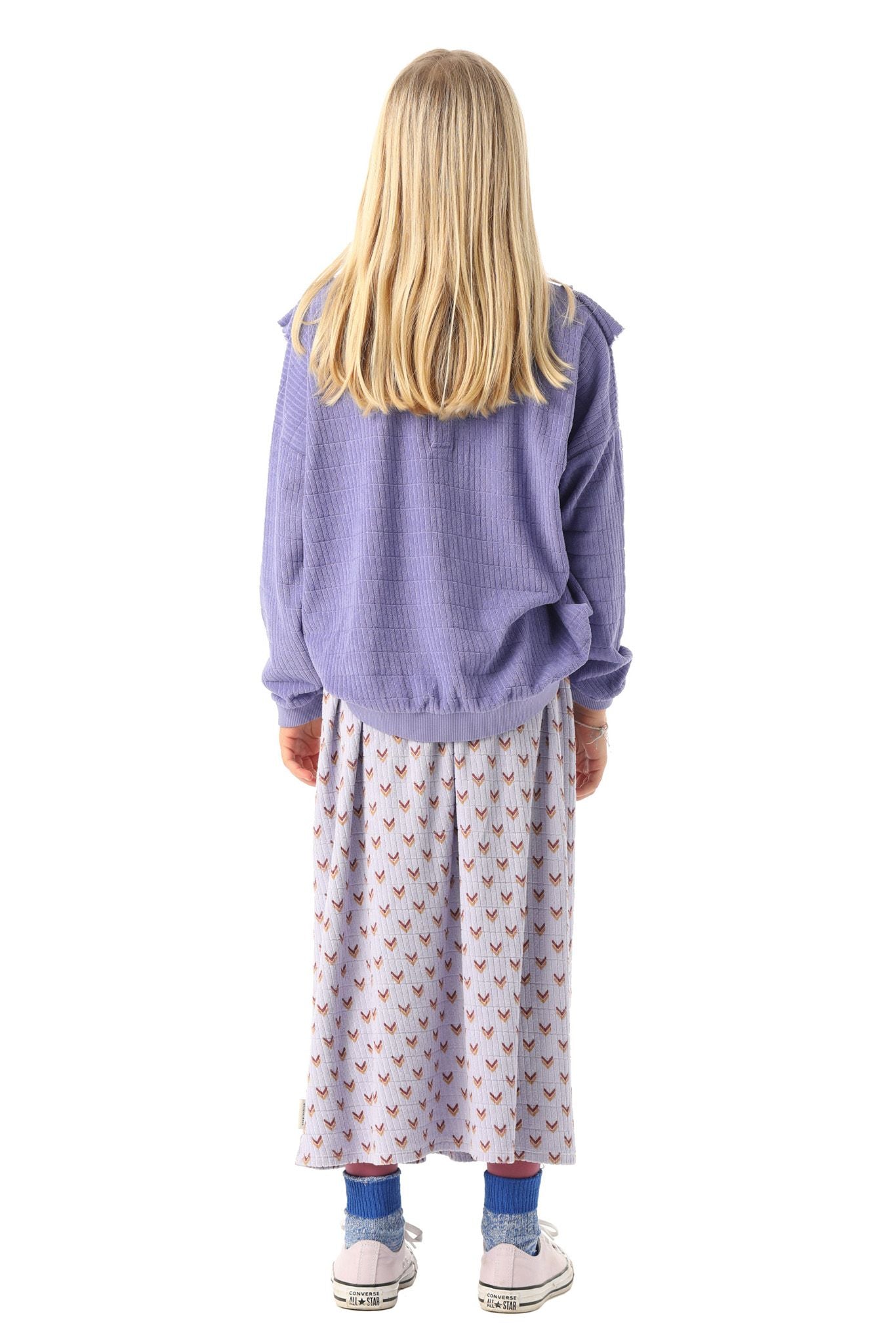Piupiuchick long cotton curl skirt | lilac with multicolored arrows