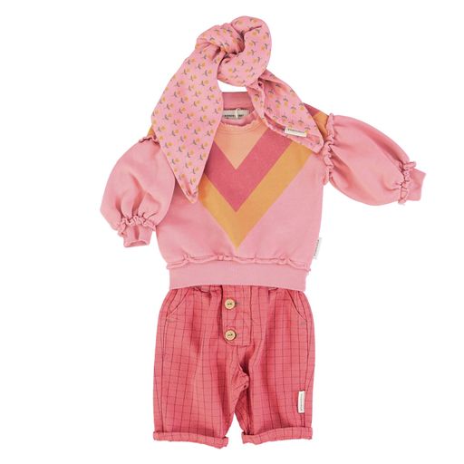 Piupiuchick sudadera bebé | rosa con estampado triangulo multicolor