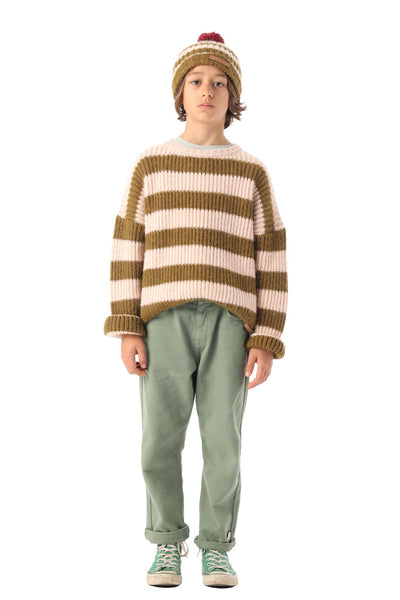 Piupiuchick knit jersey | green & ecru stripes