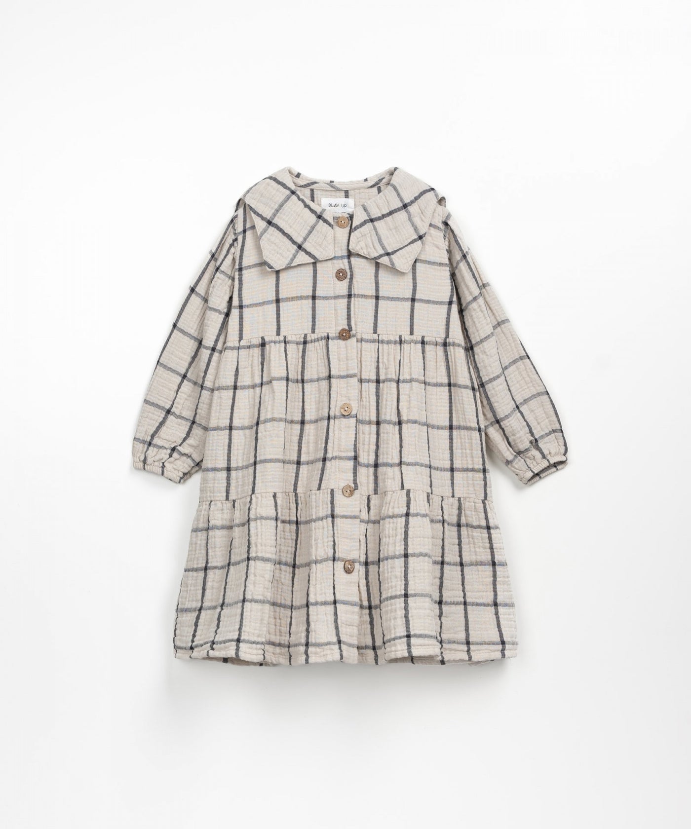 Woven dress with checkered pattern