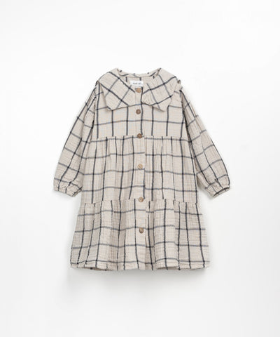 Woven dress with checkered pattern