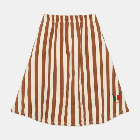 Falda larga infantil blanca con rayas marrones, muy calentita de Weekend House KIds.