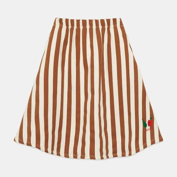 Falda larga infantil blanca con rayas marrones, muy calentita de Weekend House KIds.