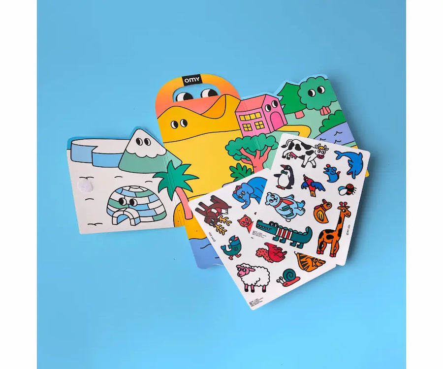 Montessori animals con pegatinas reutilizables