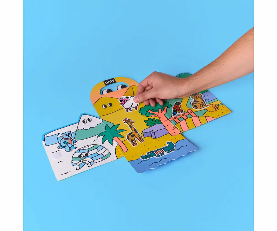 Montessori animals con pegatinas reutilizables