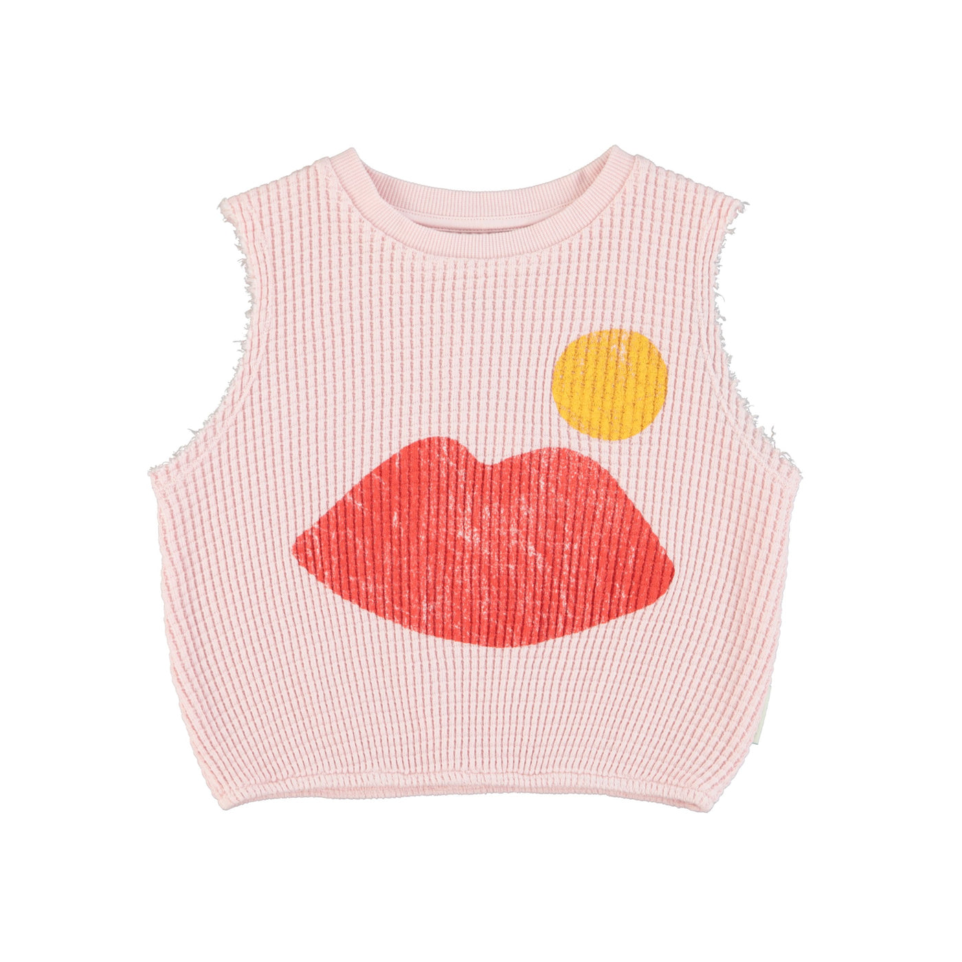 Piupiuchick sleeveless top light pink w/ lips print