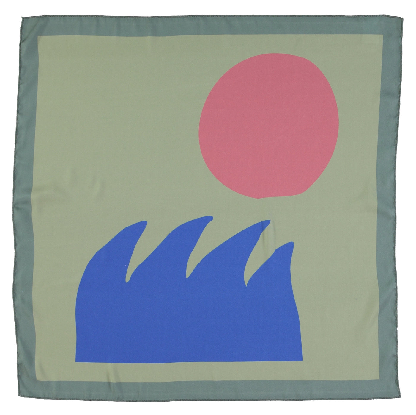 Piupiuchick bandana de seda | verde con print de mar