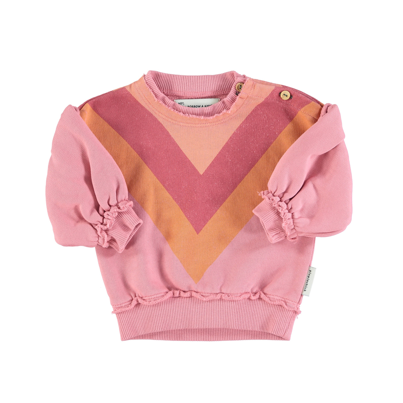 Piupiuchick baby sweatshirt | pink with multicolor triangle print