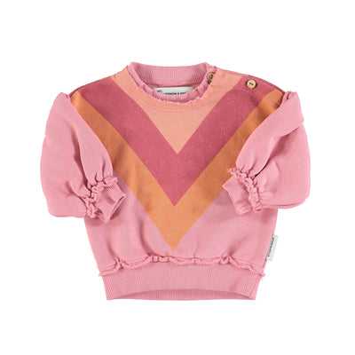 Piupiuchick baby sweatshirt | pink with multicolor triangle print