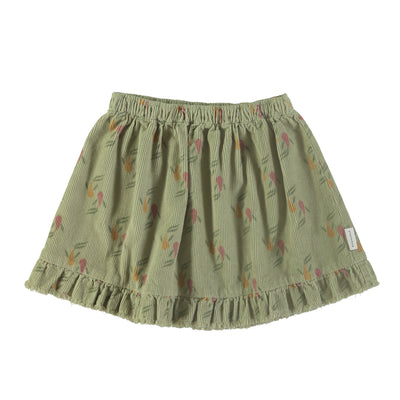 Piupiuchick short skirt with ruffles | green with multicolored fish