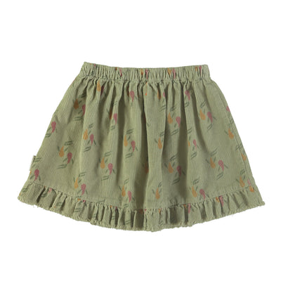 Piupiuchick short skirt with ruffles | green with multicolored fish