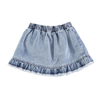 Piupiuchick short skirt with ruffles | light blue washed
