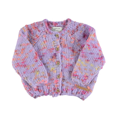 Piupiuchick knitted baby cardigan | multicolor lilac