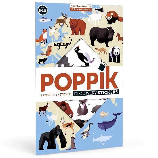 Poppik Gran poster de pegatinas "Animales del mundo"