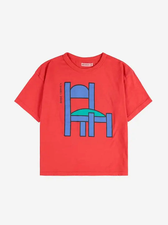 Camiseta Chair de la marca Bobo Choses con manga corta roja  para niñas y niños .