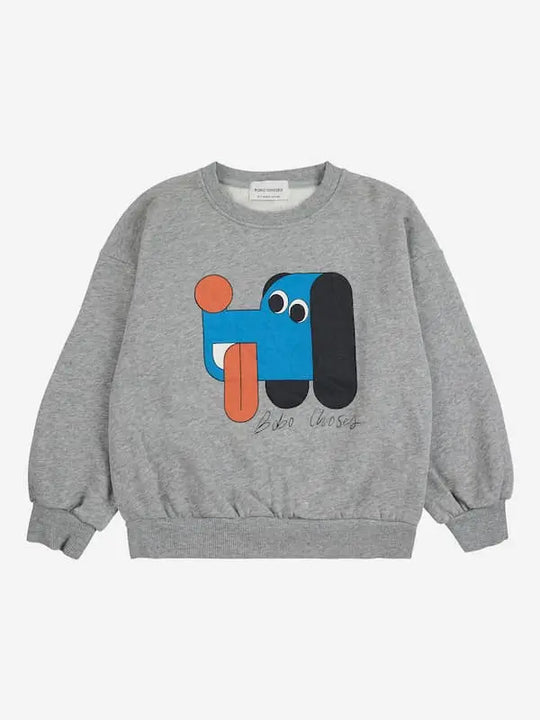 Sudadera gris Doggy Mate para niños y niñas de Bobo Choses.