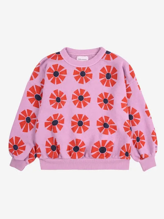 Sudadera morada con estampado de caleidoscopios para niñas y niños de Bobo Choses.