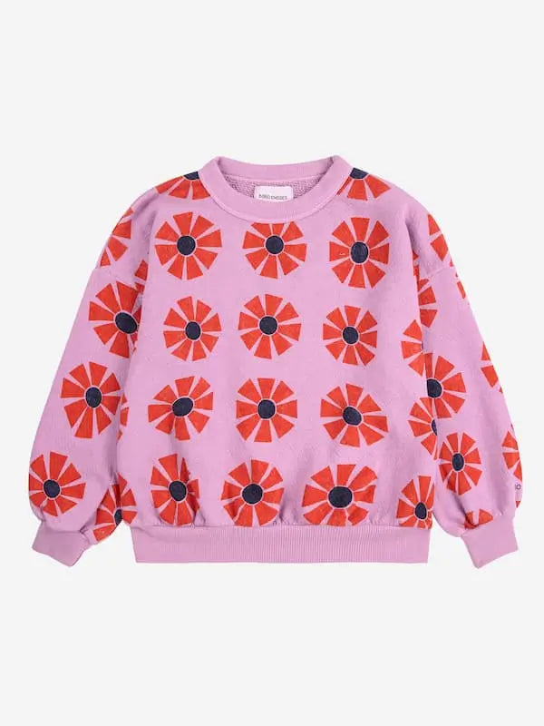 Sudadera morada con estampado de caleidoscopios para niñas y niños de Bobo Choses.