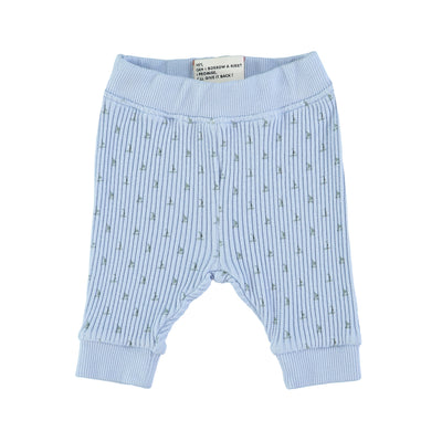 Piupiuchick baby ribbed trousers | blue with green little boats