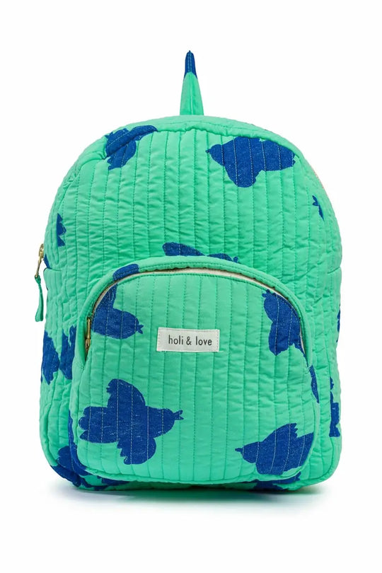 Mochila turquesa con estampado de pájaros Holi & Love