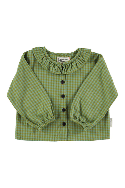 Blusa verde con Peter Pan y botones en la parte delantera para niñas de Piupiuchick.