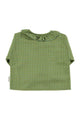 Blusa verde de cuadros con cuello de Peter Pan para niñas de Piupiuchick AW25, vista atrás.