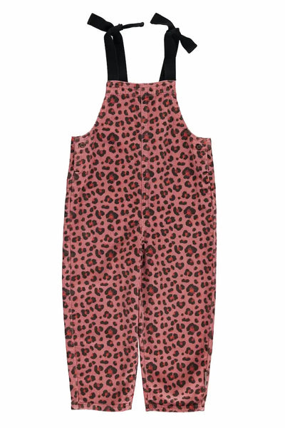 Peto rosa de pana con estampado de animal print para niñas y niños de Piupiuchick- vista delantera.
