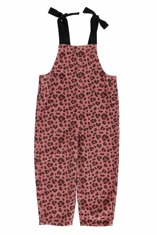 Peto rosa de pana con estampado de animal print para niñas y niños de Piupiuchick- vista delantera.