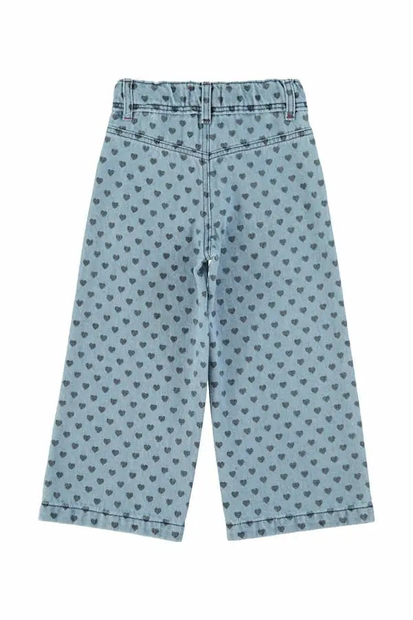 Pantalón vaquero azul claro con estampado de corazones de Piupiuchick.