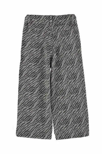 Pantalones anchos gris antracita con estampado de cebra de Piupiuchick, vista atrás.