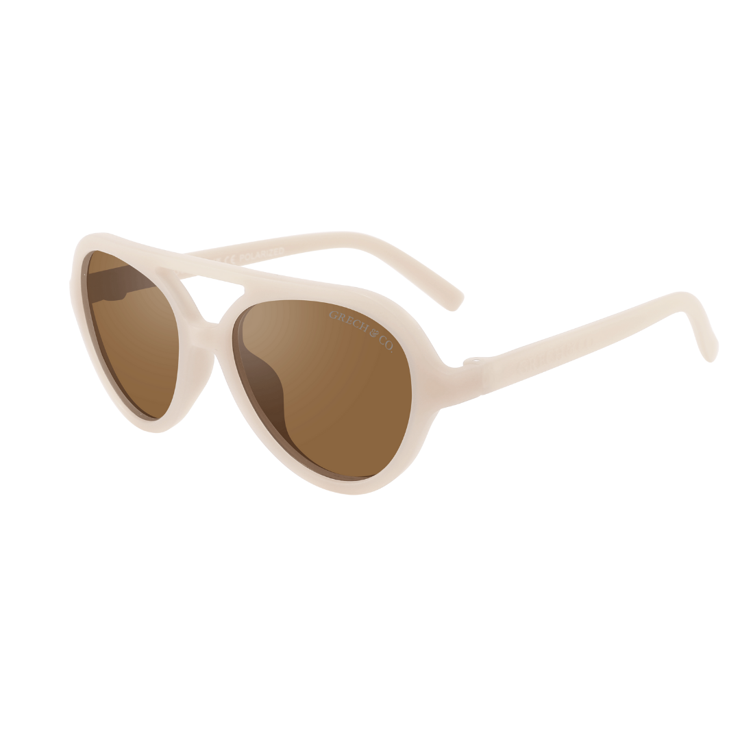 Grech&Co Polarized Aviator Sunglasses Creamy White (3-8 años)