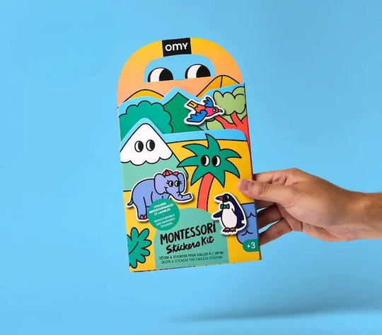 Montessori animals con pegatinas reutilizables