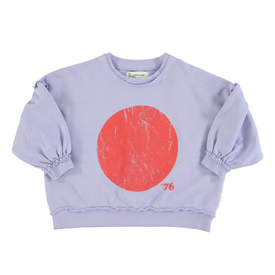 Piupiuchick sweatshirt w/ balloon sleeves lavender w/ red circle print