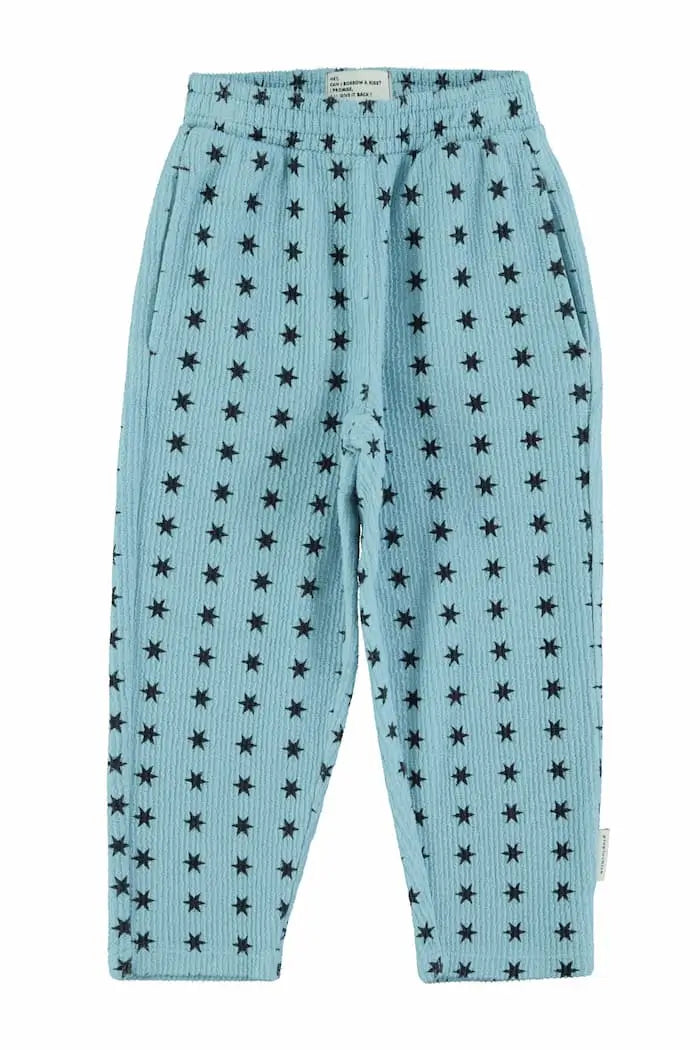 Pantalones jogging azules de felpa con estampado de estrellas negras para niñas y niños de Piupiuchick.