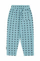 Pantalones jogging de felpa de color azul con estampado de estrellas negras y bolsillo en la parte trasera, Piupiuchick.