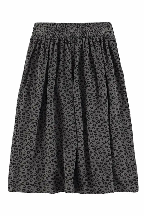 Falda larga de rizo gris antracita con estampado de animal print de Piupiuchick.