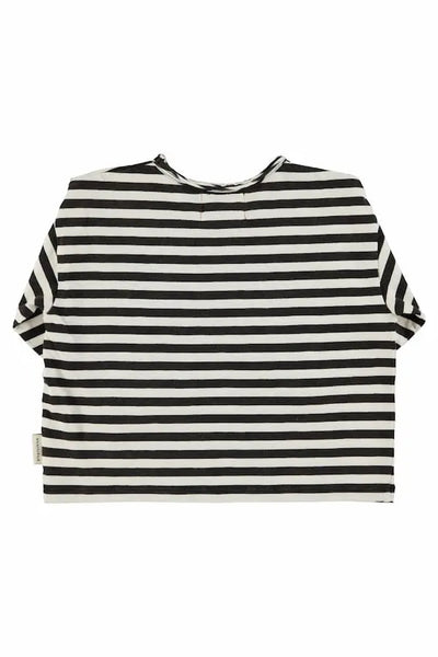 Camiseta Piupiuchick de niños y niñas con rayas negras sobre fondo blanco,  manga larga - parte trasera