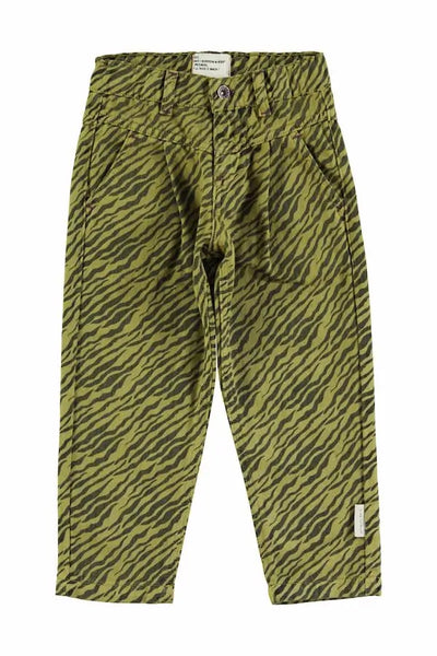 Pantalón estilo mom fit de color caqui con estampado de cebra de Piupiuchick.