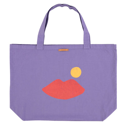 Piupiuchick XL bag purple w/ lips print