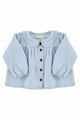 Blusa vaquera con cuello Peter Pan y botones para niñas de Piupiuchick- vista delantera.