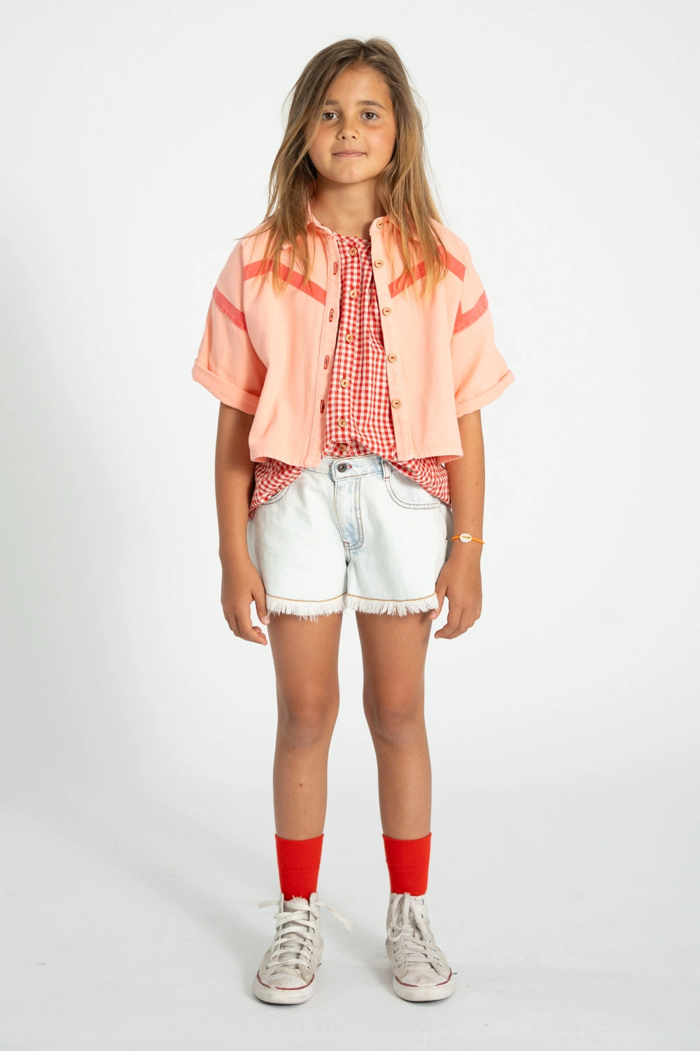 Short-sleeve jacket | pink with pink stripes Piupiuchick – petit