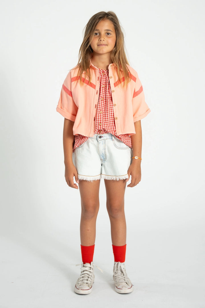 Short-sleeve jacket | pink with pink stripes Piupiuchick – petit